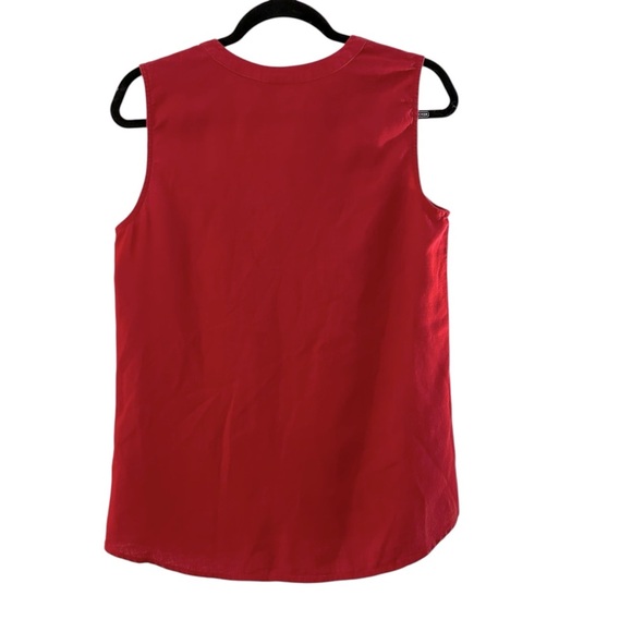 Dana Buchman linen blend red sleeveless top Size L Button down with embroidery - Picture 5 of 9